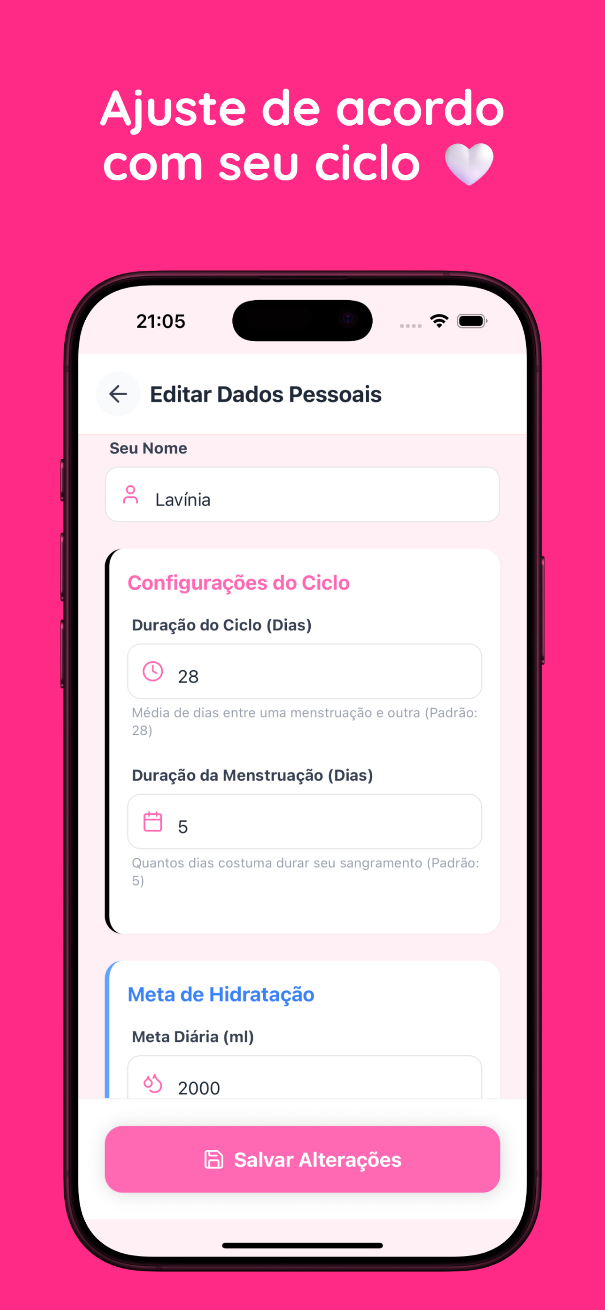 Tela Configurações